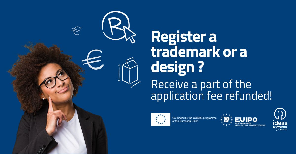 Woman thinking to: Register a trademark or a design? Receive a part of the application fee refunded!
