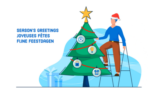 Fijne feestdagen kerstboom illustratie van BOIP
