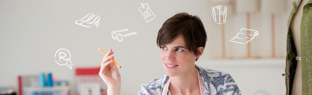 Vrouw denkt na met een potlood in haar hand en zwevende BOIP iconen naast haar